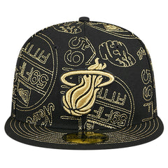 Miami Heat 59FIFTY Day Allover Print Stencil Fitted Hat Black - New Era