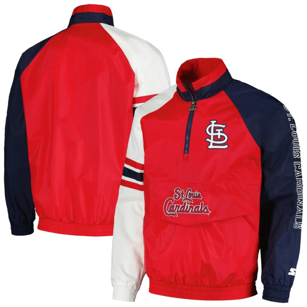St. Louis Cardinals Starter Elite Raglan Half-Zip Jacket - Red/Navy Jackets