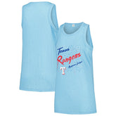 Texas Rangers Soft as a Grape Women's Gauze High Neck Tank Top - Light Blue Tanks