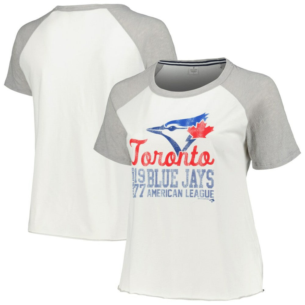 Toronto Blue Jays Soft as a Grape Women's Plus Size Baseball Raglan T-Shirt - White T-shirts
