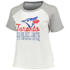 Toronto Blue Jays Soft as a Grape Women's Plus Size Baseball Raglan T-Shirt - White T-shirts