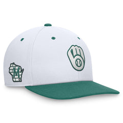 Milwaukee Brewers Nike Bicoastal Two-Tone Pro Performance Snapback Hat - White/Green Hats
