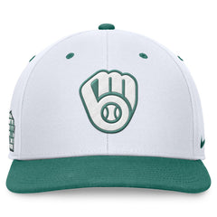 Milwaukee Brewers Nike Bicoastal Two-Tone Pro Performance Snapback Hat - White/Green Hats