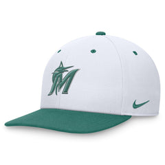 Miami Marlins Nike Bicoastal Two-Tone Pro Performance Snapback Hat - White/Green Hats