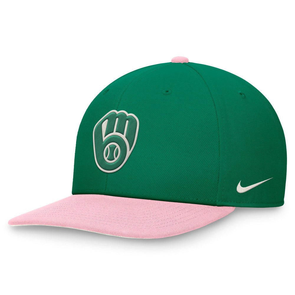 Milwaukee Brewers Nike Malachite Pro Performance Snapback Hat - Green/Pink Hats