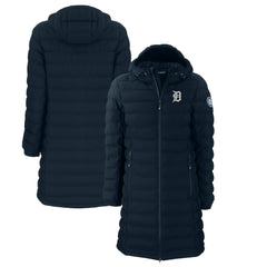 Detroit Tigers Cutter & Buck Women's Mission Ridge Repreve Eco Insulated Full-Zip Long Puffer Jacket - Navy Jackets