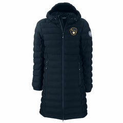 Milwaukee Brewers Cutter & Buck Women's Mission Ridge Repreve Eco Insulated Full-Zip Long Puffer Jacket - Navy Jackets