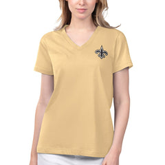 New Orleans Saints Margaritaville Women's Game Time V-Neck T-Shirt - Gold T-shirts