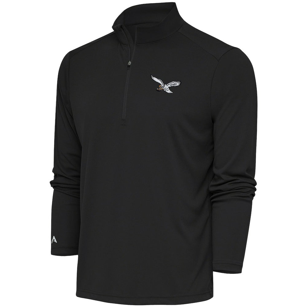Philadelphia Eagles Antigua Throwback Logo Tribute Quarter-Zip Pullover Top - Gray Pullover
