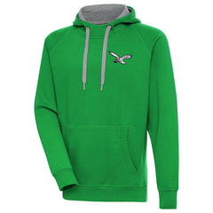 Philadelphia Eagles Antigua Throwback Logo Victory Pullover Hoodie - Kelly Green Hoodies