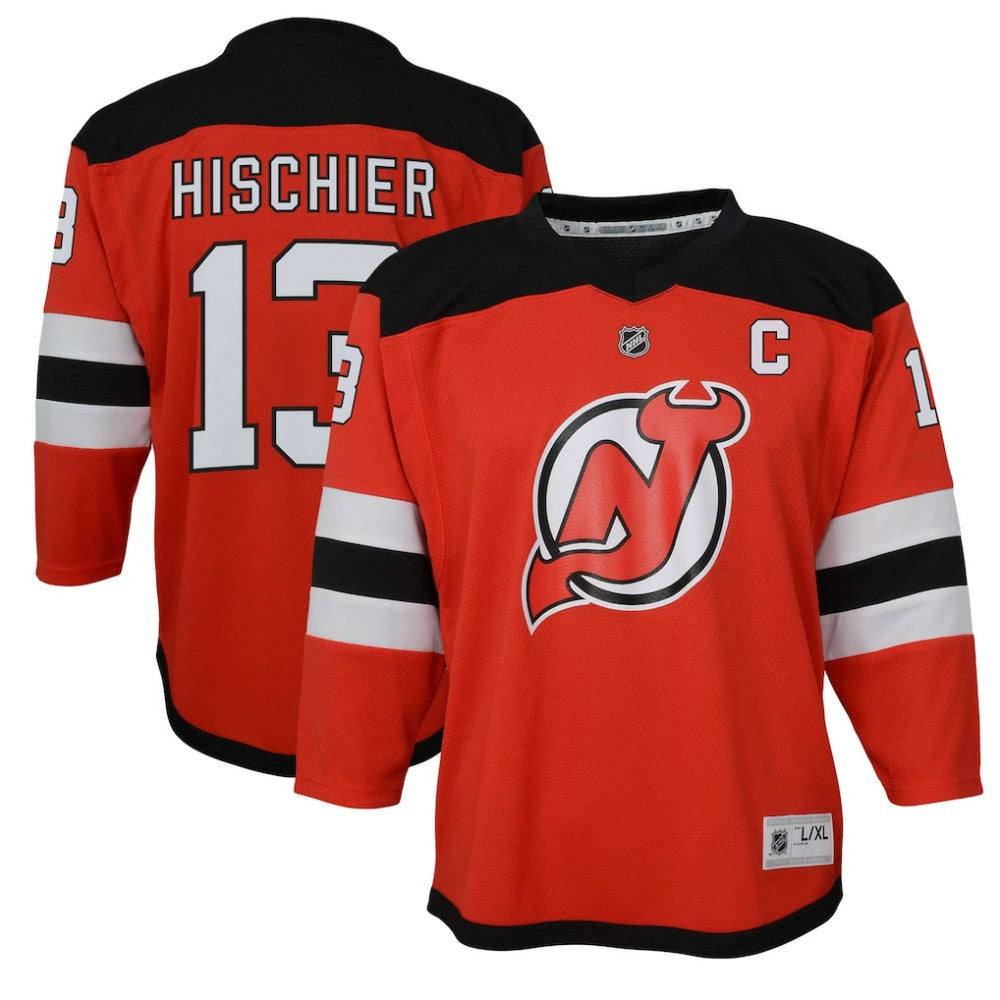 Nico Hischier New Jersey Devils Youth Captain Patch Home Replica Player Jersey - Red | US 200982458