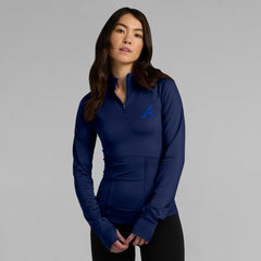 Atlanta Braves Fanatics Women's Elements Raglan Tri-Blend Quarter-Zip Top - Navy Tops