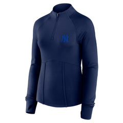New York Yankees Fanatics Women's Elements Raglan Tri-Blend Quarter-Zip Top - Navy Tops