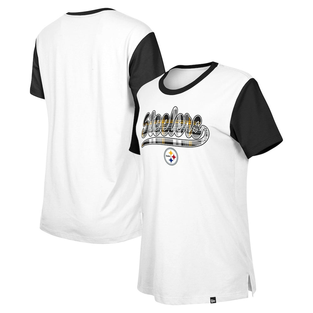 Pittsburgh Steelers New Era Women's 3rd Down T-Shirt - White/Black T-shirts