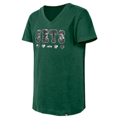 New York Jets New Era Girls Youth Flip Sequin V-Neck T-Shirt - Green T-shirts