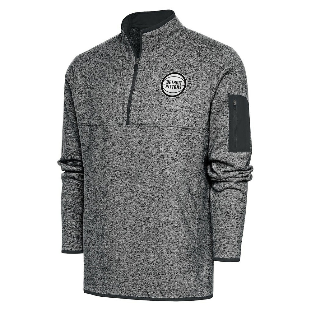 Detroit Pistons Antigua Fortune Big & Tall Quarter-Zip Pullover Jacket Heather Charcoal