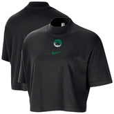 Boston Celtics Women's Courtside Mock Neck Loose Fit Cropped T-Shirt Black - Nike