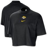 Los Angeles Lakers Women's Courtside Mock Neck Loose Fit Cropped T-Shirt Black - Nike