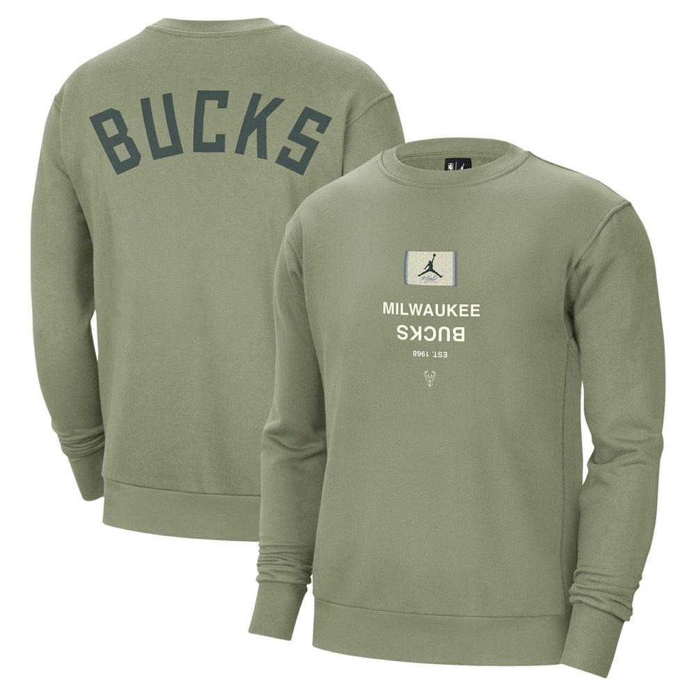 Milwaukee Bucks Jordan Brand Courtside Statement Edition Heavyweight Pullover Sweatshirt Green
