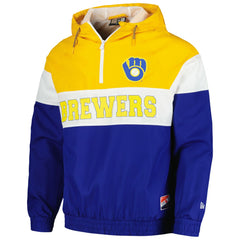 Milwaukee Brewers New Era Ripstop Raglan Quarter-Zip Hoodie Windbreaker Jacket - Royal Jackets