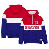 Atlanta Braves New Era Ripstop Raglan Quarter-Zip Hoodie Windbreaker Jacket - Blue Jackets