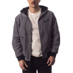 New York Jets The Wild Collective Corduroy Bomber Full-Zip Jacket - Gray Jackets