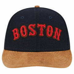 Boston Red Sox New Era Team Suede Visor Low Profile 59FIFTY Fitted Hat - Navy Hats