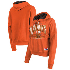 Cleveland Browns New Era Women's Throwback Boxy Pullover Hoodie - Orange Hoodies