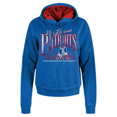 New England Patriots New Era Women's Throwback Boxy Pullover Hoodie - Royal Hoodies
