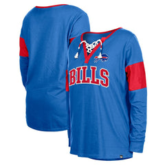 Buffalo Bills New Era Women's Lace-Up Notch-Neck Long Sleeve T-Shirt - Royal T-shirts