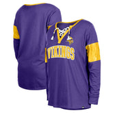Minnesota Vikings New Era Women's Lace-Up Notch-Neck Long Sleeve T-Shirt - Purple T-shirts