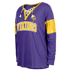 Minnesota Vikings New Era Women's Lace-Up Notch-Neck Long Sleeve T-Shirt - Purple T-shirts