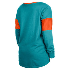 Miami Dolphins New Era Women's Lace-Up Notch-Neck Long Sleeve T-Shirt - Aqua T-shirts