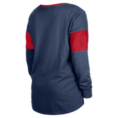 Houston Texans New Era Women's Lace-Up Notch-Neck Long Sleeve T-Shirt - Navy T-shirts