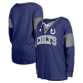 Indianapolis Colts New Era Women's Lace-Up Notch-Neck Long Sleeve T-Shirt - Royal T-shirts