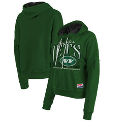 New York Jets New Era Women's Boxy Pullover Hoodie - Heather Green Hoodies