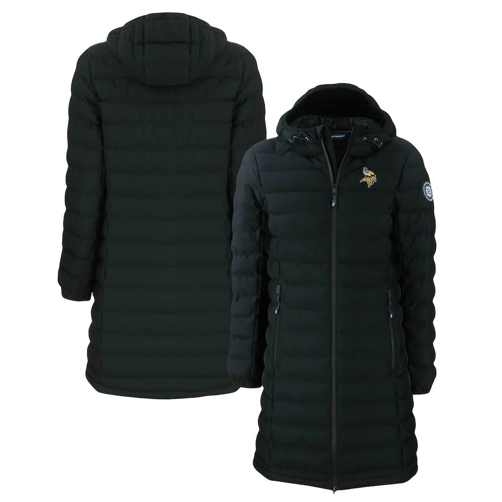 Minnesota Vikings Cutter & Buck Women's Mission Ridge Repreve Eco Insulated Long Full-Zip Puffer Jacket - Black Jackets