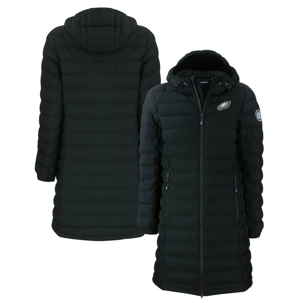Philadelphia Eagles Cutter & Buck Women's Mission Ridge Repreve Eco Insulated Long Full-Zip Puffer Jacket - Black Jackets
