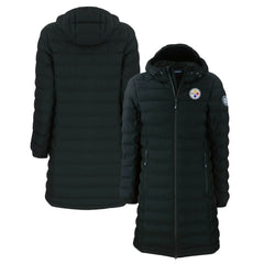 Pittsburgh Steelers Cutter & Buck Women's Mission Ridge Repreve Eco Insulated Long Full-Zip Puffer Jacket - Black Jackets