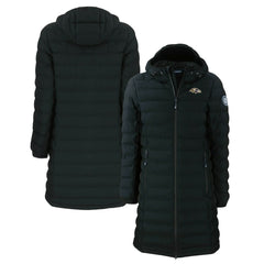 Baltimore Ravens Cutter & Buck Women's Mission Ridge Repreve Eco Insulated Long Full-Zip Puffer Jacket - Black Jackets