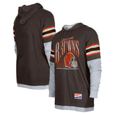 Cleveland Browns New Era Twofer Long Sleeve Hooded T-Shirt - Brown T-shirts