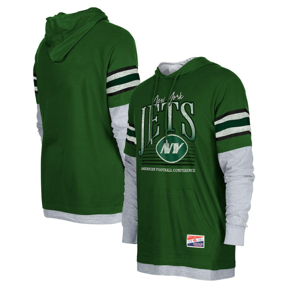 New York Jets New Era Twofer Long Sleeve Hooded T-Shirt - Green T-shirts