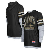 New Orleans Saints New Era Twofer Long Sleeve Hooded T-Shirt - Black T-shirts