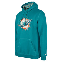 Miami Dolphins New Era 3rd Down Plaid Pullover Hoodie - Teal Hoodies