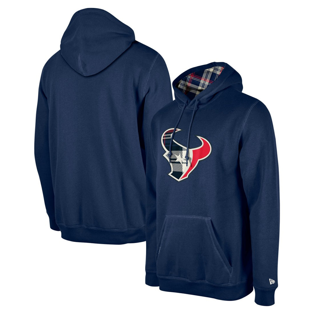 Houston Texans New Era 3rd Down Plaid Pullover Hoodie - Navy Hoodies