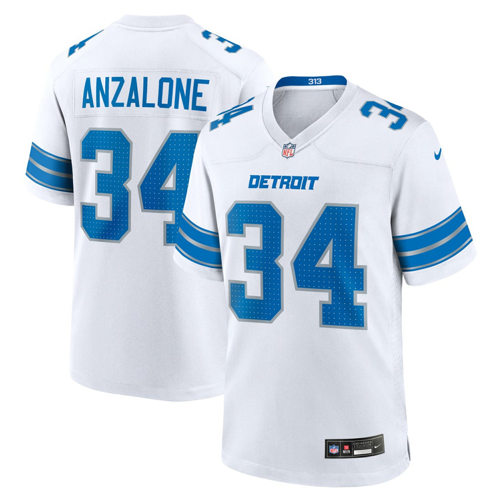 Alex Anzalone Detroit Lions White Game Jersey - White Jerseys
