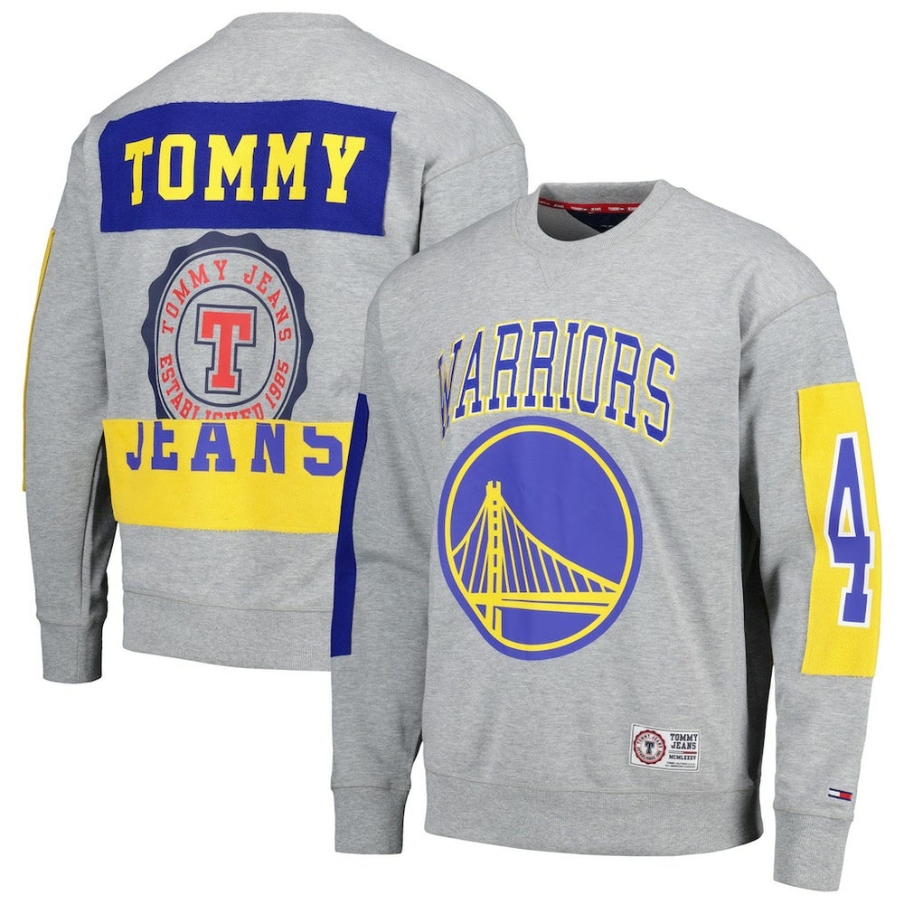 Golden State Warriors Tommy Jeans Hayes Crew Neck Pullover Sweatshirt Heather Gray
