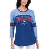 New York Rangers G-III 4Her by Carl Banks Women's Play The Game 3/4-Sleeve T-Shirt - Blue | US 201038283