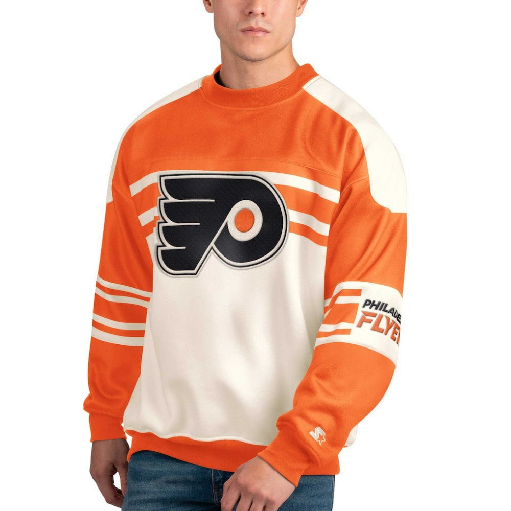 Philadelphia Flyers Starter Defense Fleece Crewneck Pullover Sweatshirt - White | US 201038297
