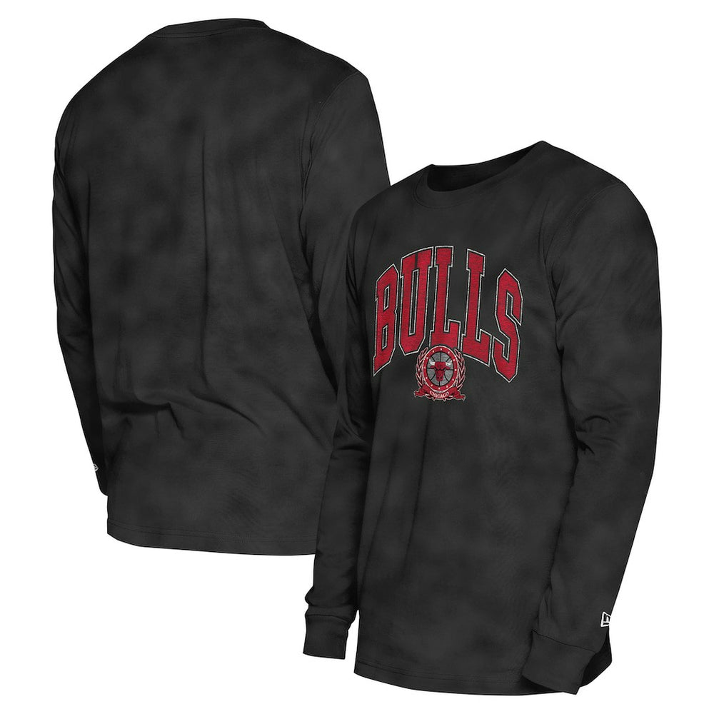 Chicago Bulls Unisex Oversized Essentials Enzyme Wash Long Sleeve T-Shirt Black - New Era